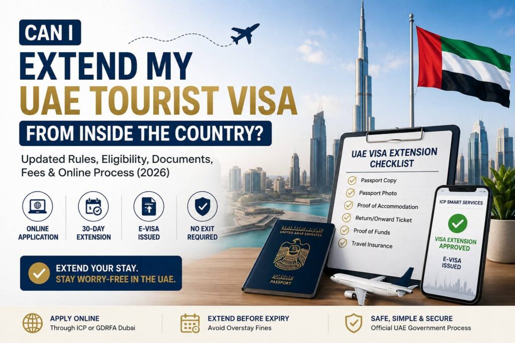UAE tourist visa extension from inside the country with online ICP and GDRFA process