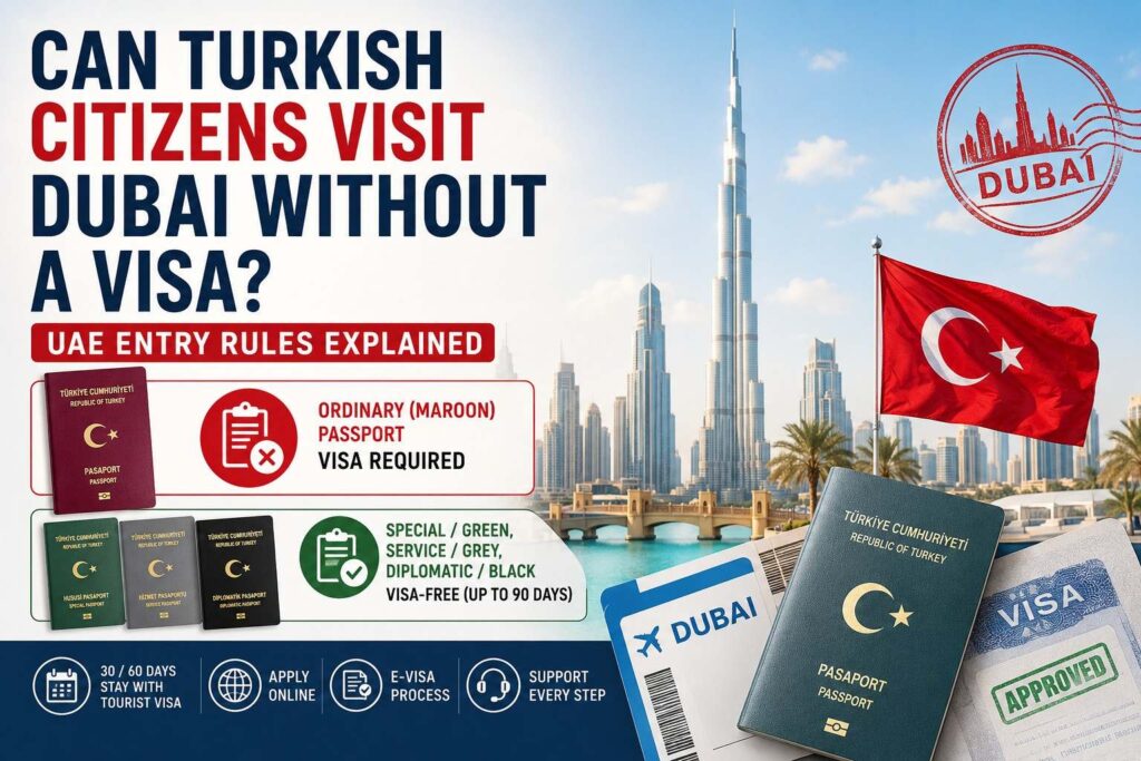 Turkish passport holders and Dubai visa entry rules by passport type