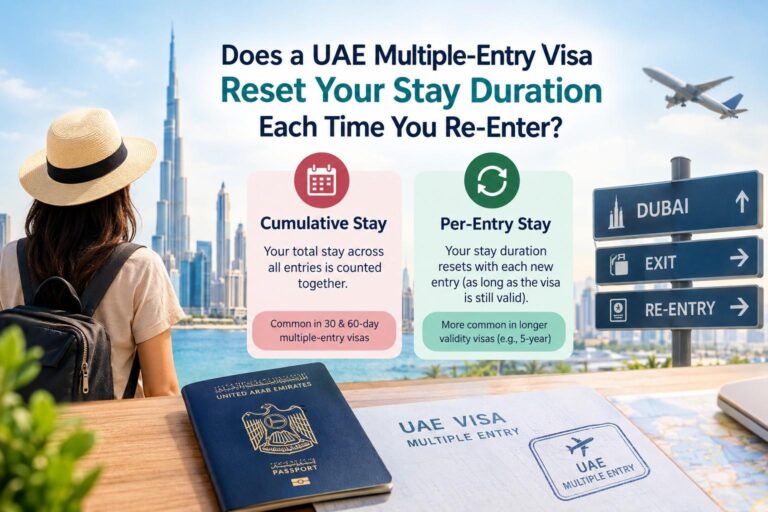 UAE multiple-entry visa stay duration showing cumulative and per-entry stay rules